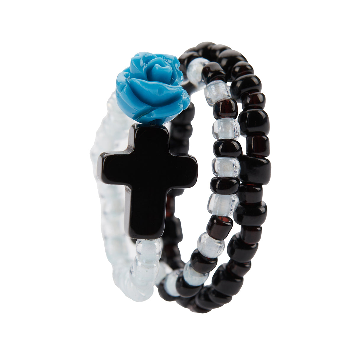 (韓国発送)EL CROSS ROSE LAYERED RING (BLUE)