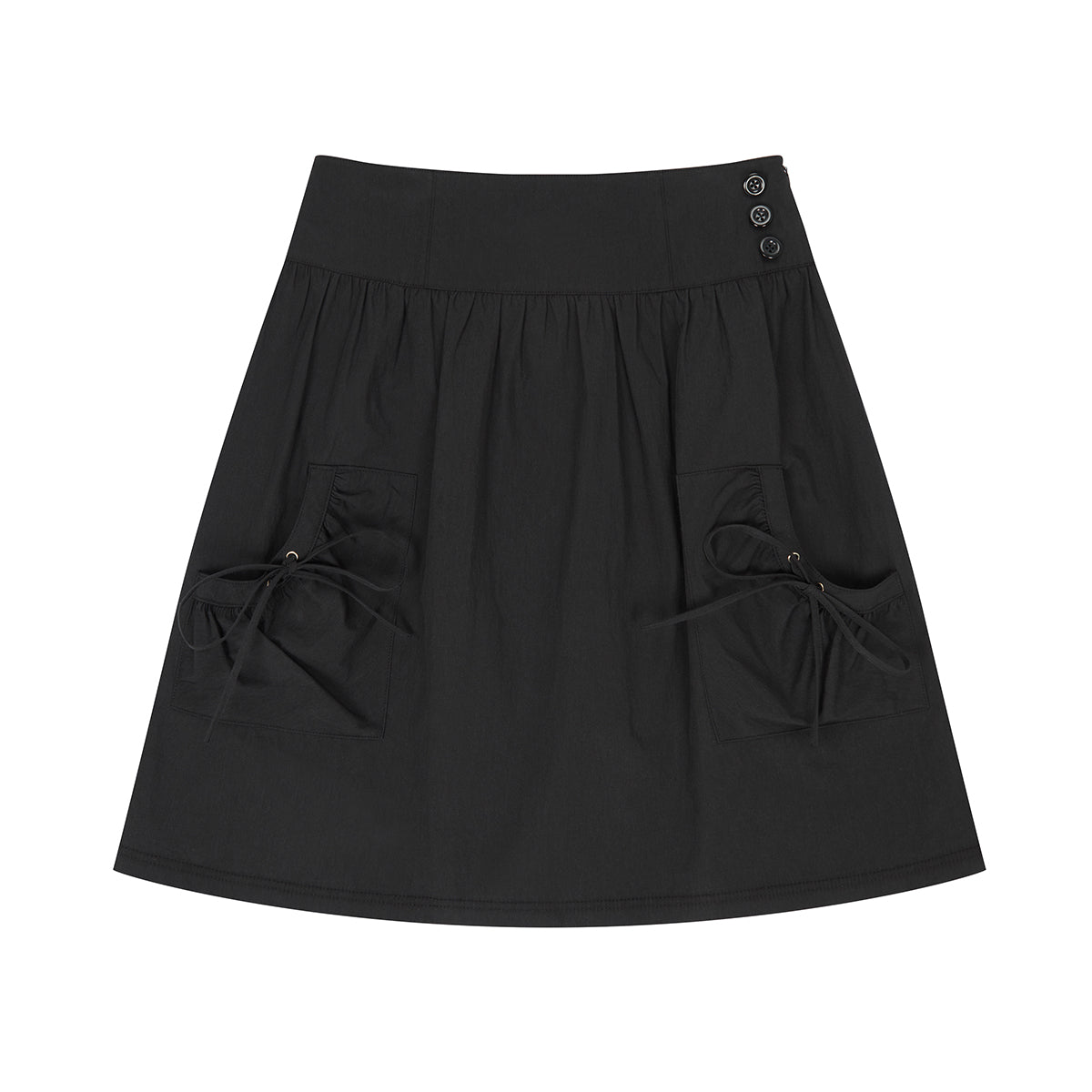 (韓国発送)EL POCKET SHIRRING MIDI SKIRT (BLACK)