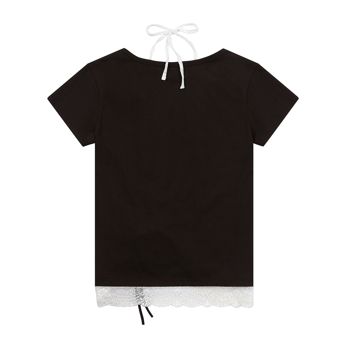 (韓国発送)SY LACE SHIRRING TEE (BLACK)