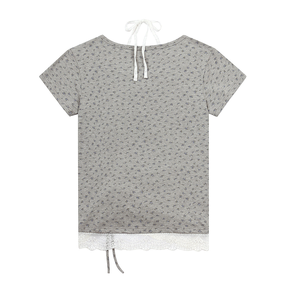 (韓国発送)SY LACE SHIRRING TEE (GRAY)