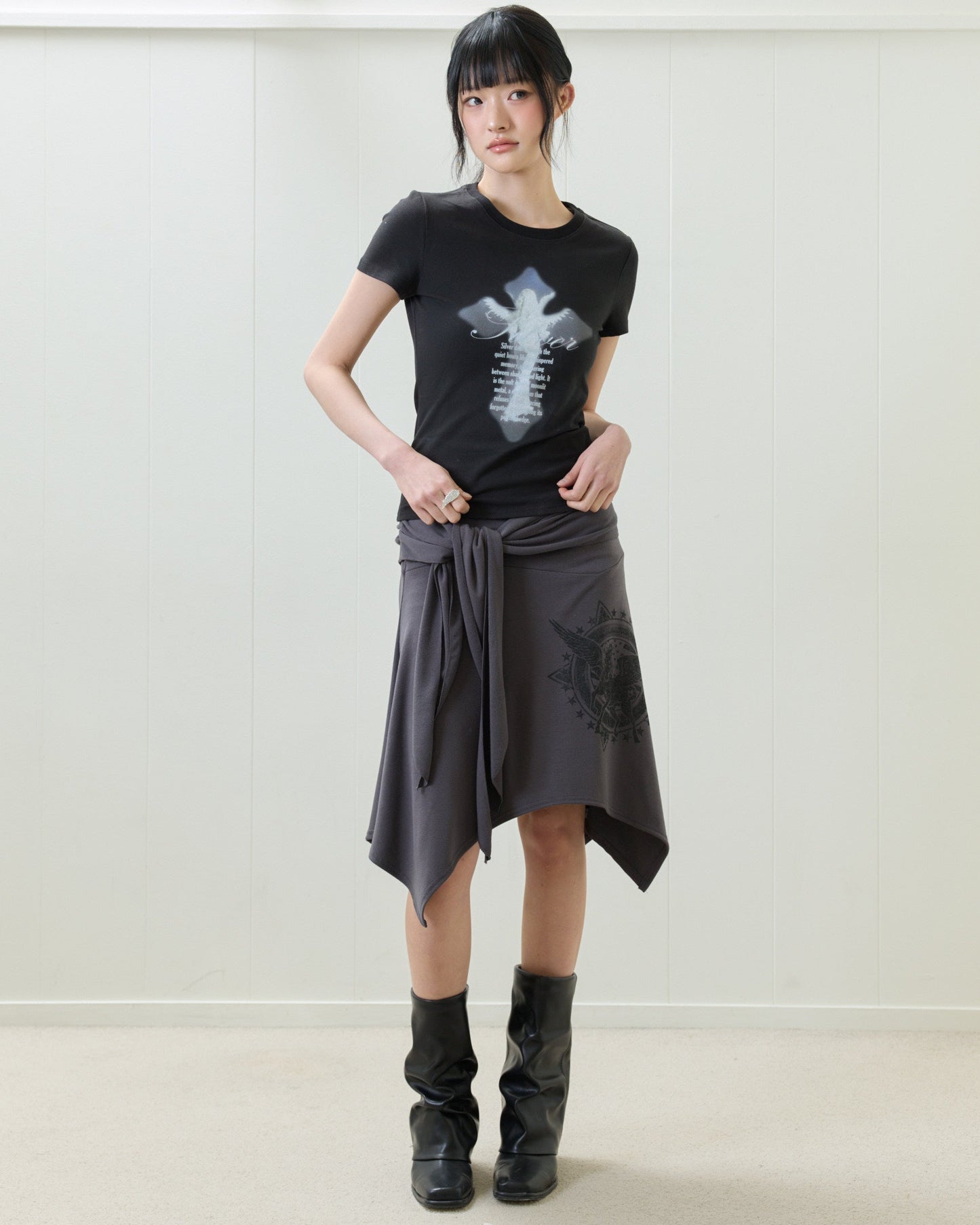 （韓国発送）EL HORSE WAISTBAND SKIRT (CHARCOAL)