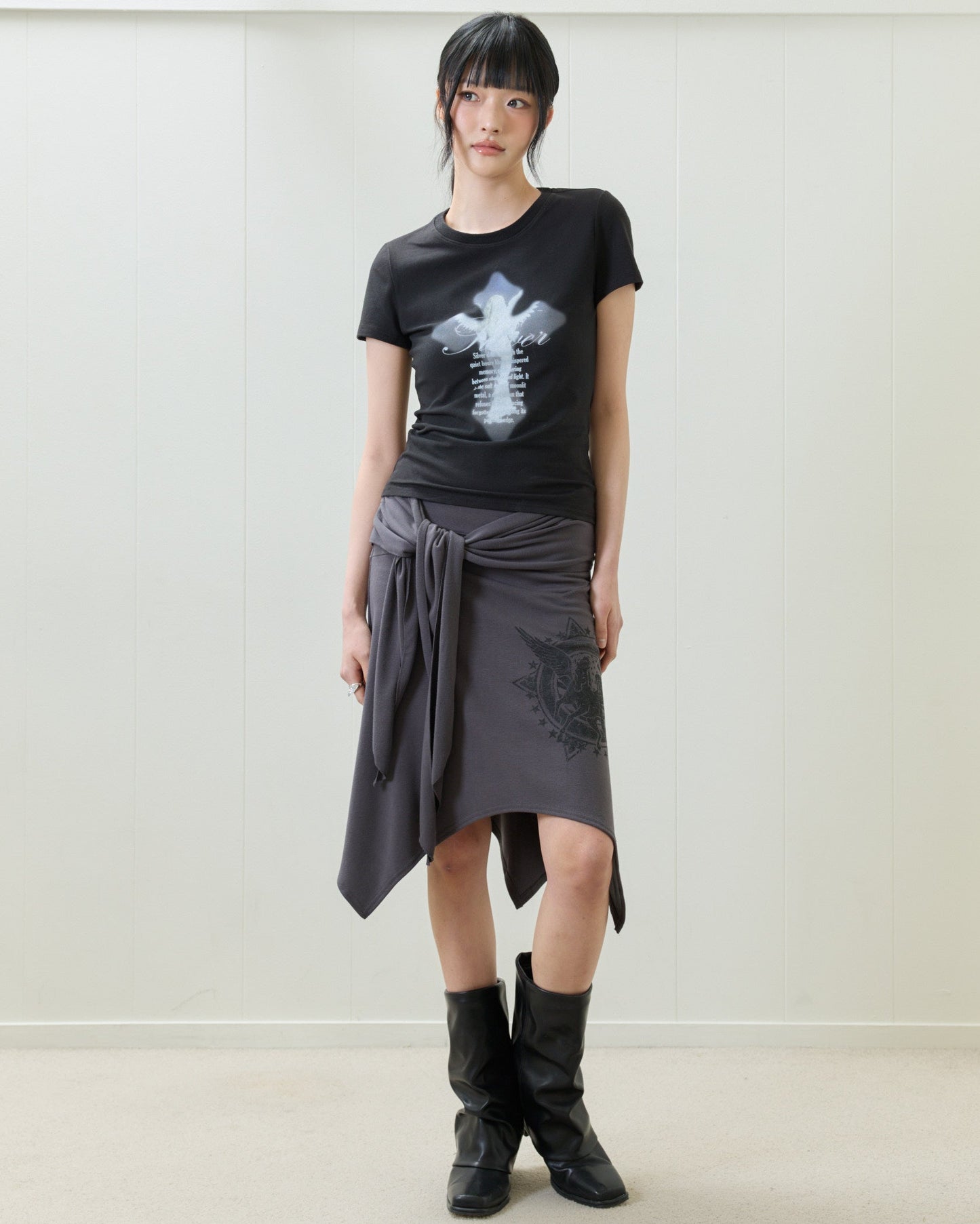 （韓国発送）EL HORSE WAISTBAND SKIRT (CHARCOAL)