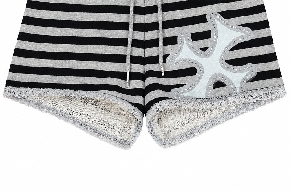 （韓国発送）SY LACE STRIPE SHORTS (GRAY)