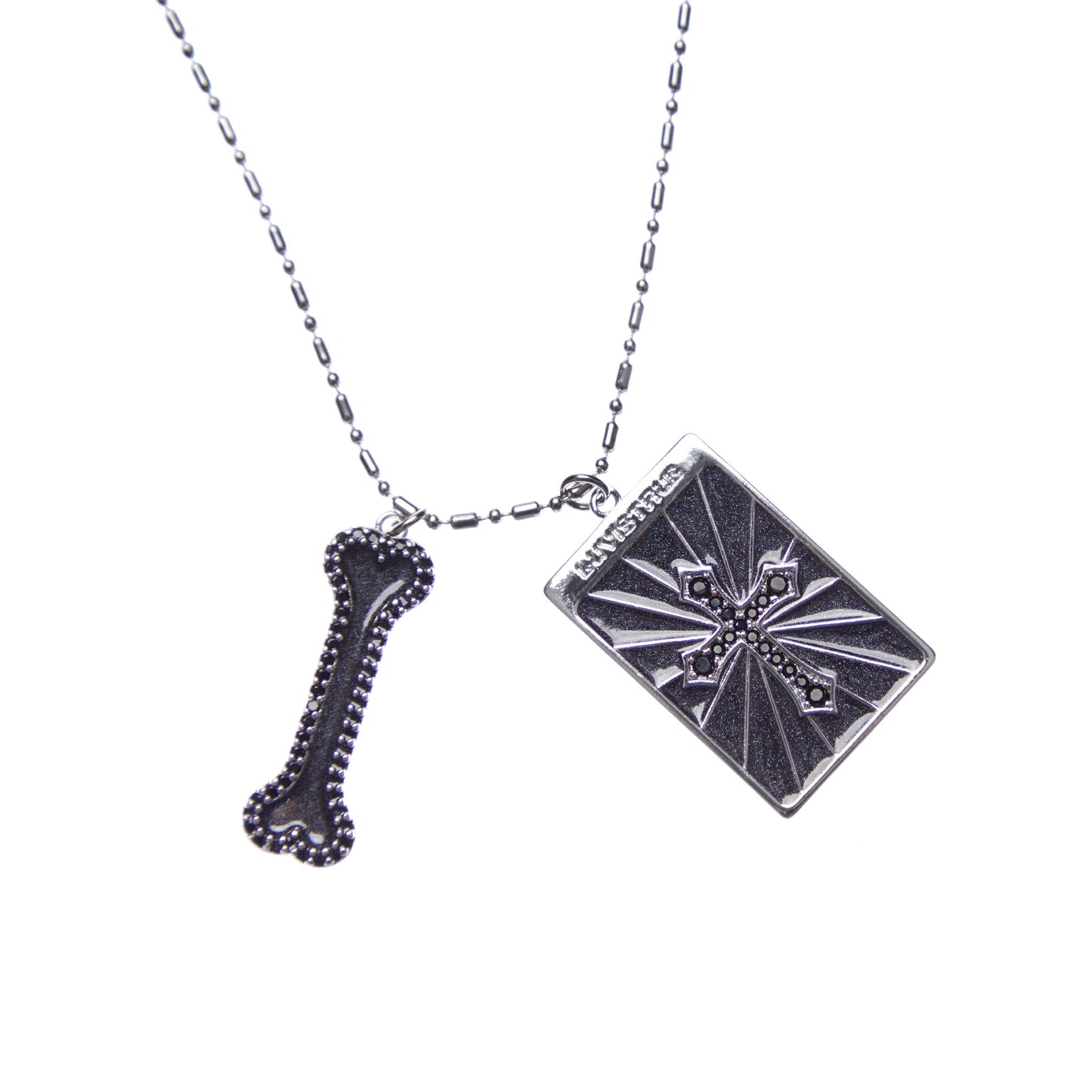 （韓国発送）EL GLITTER CROSS BONE NECKLACE (BLACK)