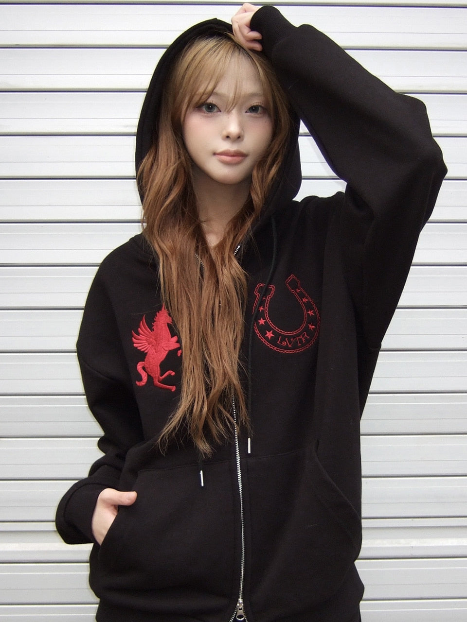 （韓国発送）EL UNICORN HOOD ZIP UP (BLACK)