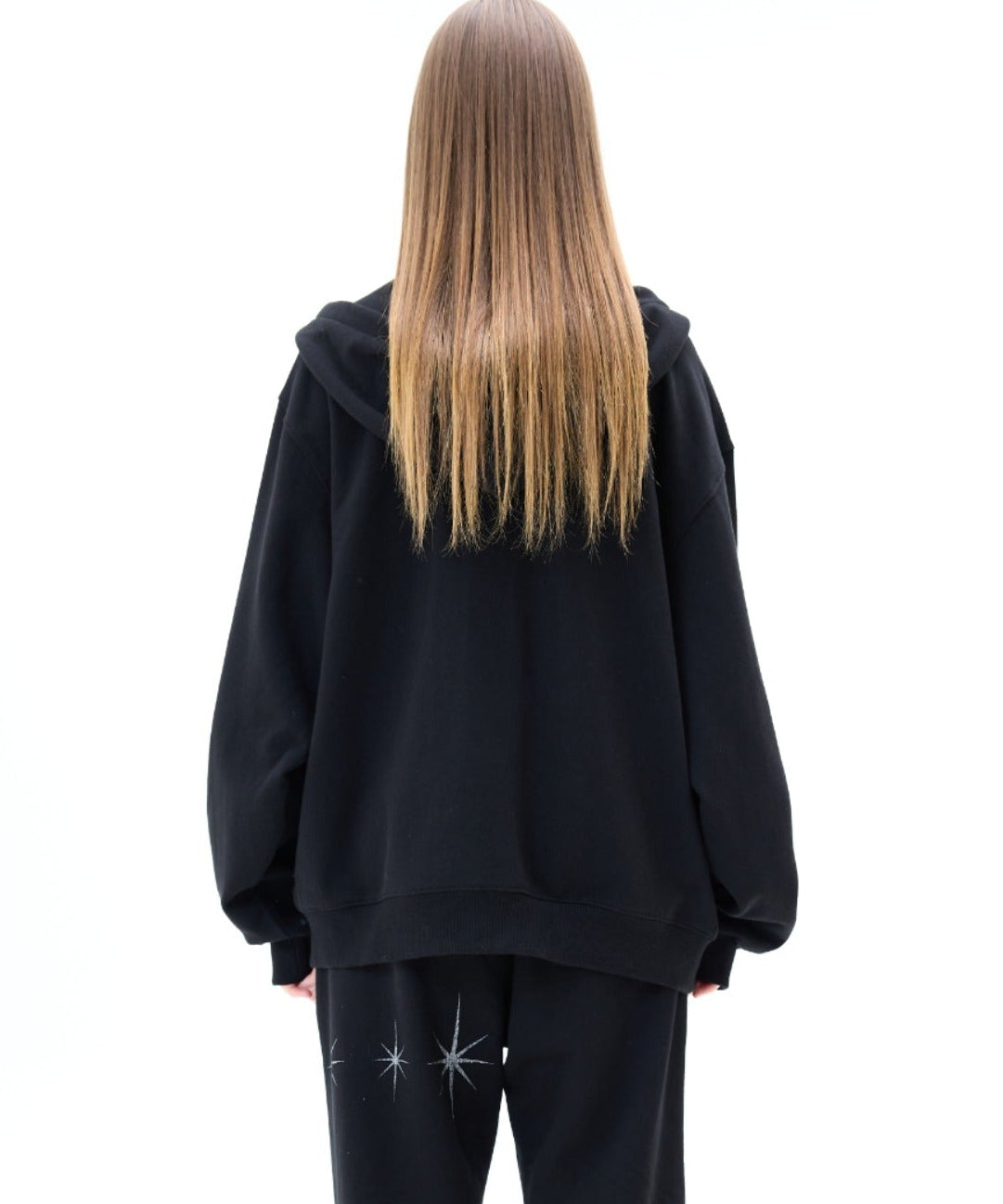 （韓国発送）MZ 2-WAY GLITTER HOOD ZIP UP (BLACK)