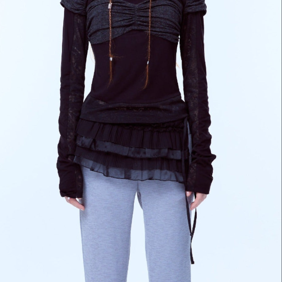 （韓国発送）PA FRILL WARP SKIRT (BLACK)