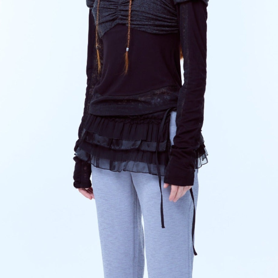 （韓国発送）PA FRILL WARP SKIRT (BLACK)