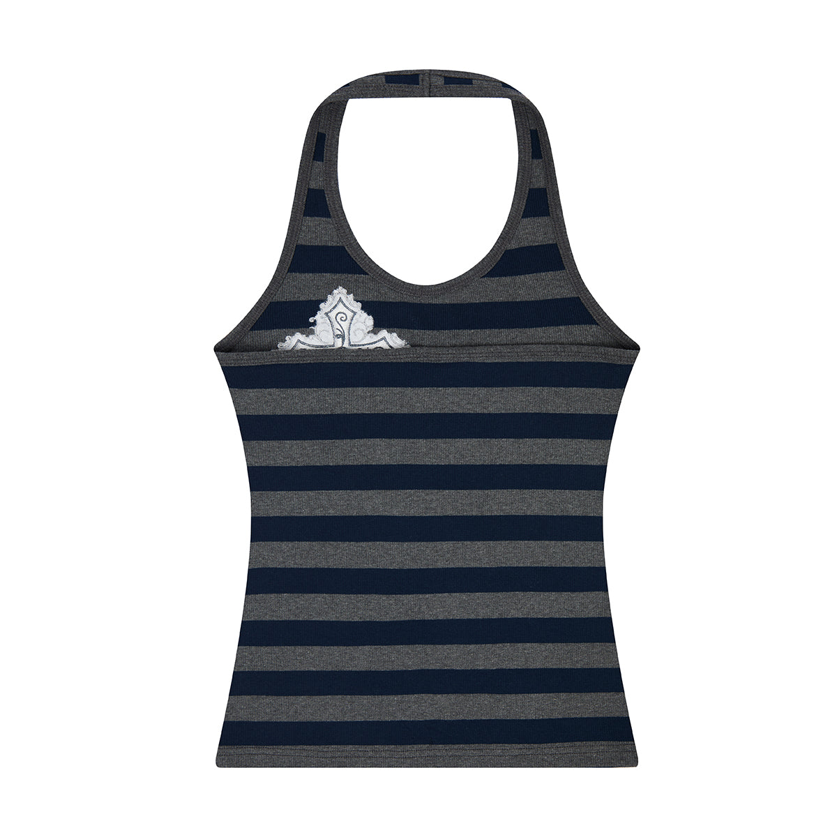 （韓国発送）EL CROSS HALTER NECK TOP (CHARCOAL)