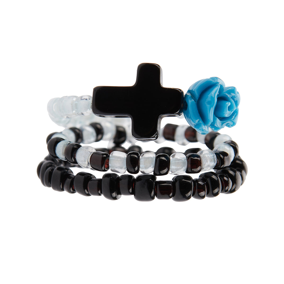 （韓国発送）EL CROSS ROSE LAYERED RING (BLUE)