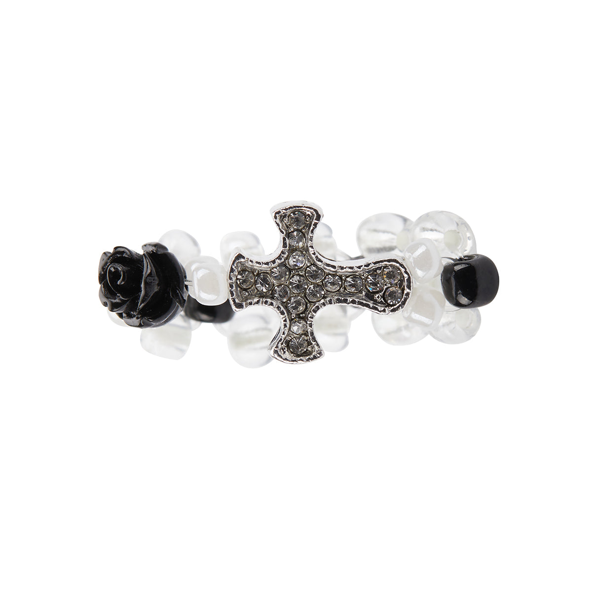 （韓国発送）EL CUBIC CROSS RING (BLACK)