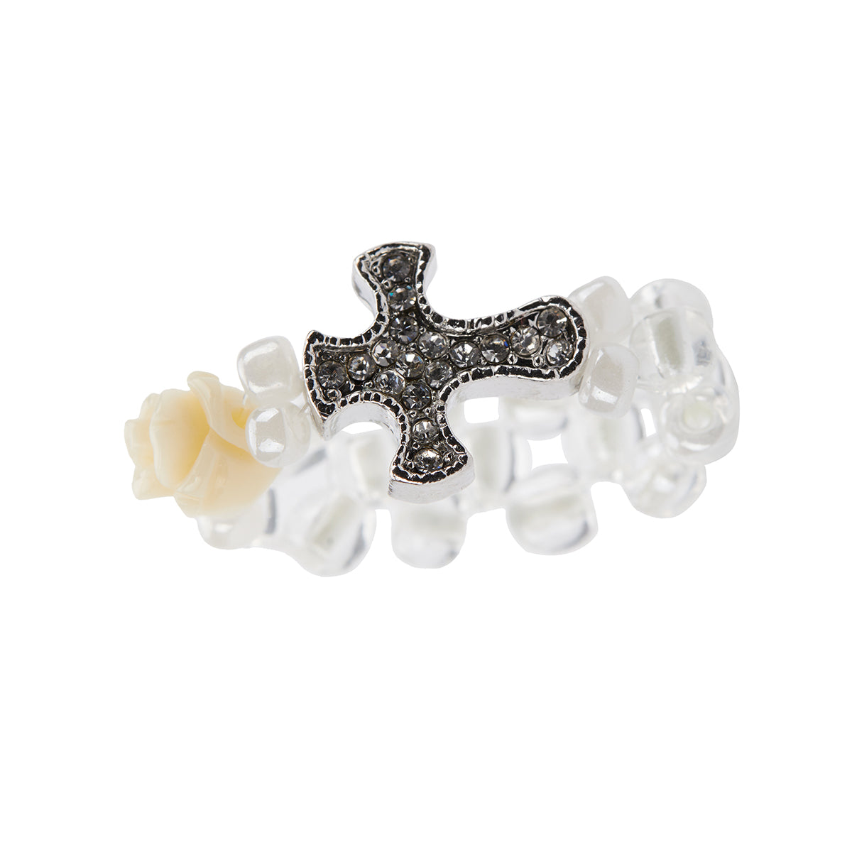（韓国発送）EL CUBIC CROSS RING (IVORY)