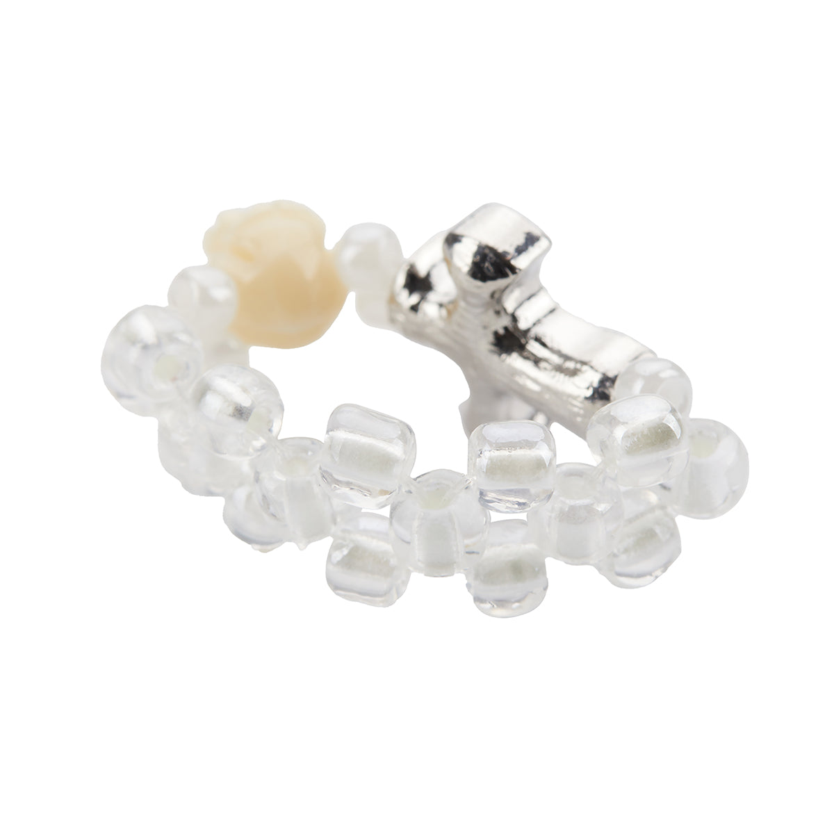 （韓国発送）EL CUBIC CROSS RING (IVORY)
