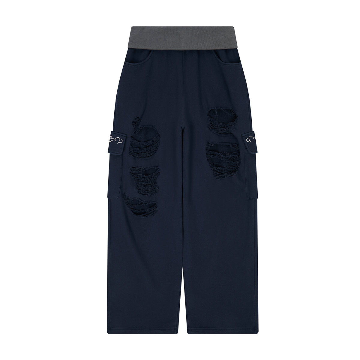 （韓国発送）EL DAMAGE COLORING TRAINING PANTS (NAVY)