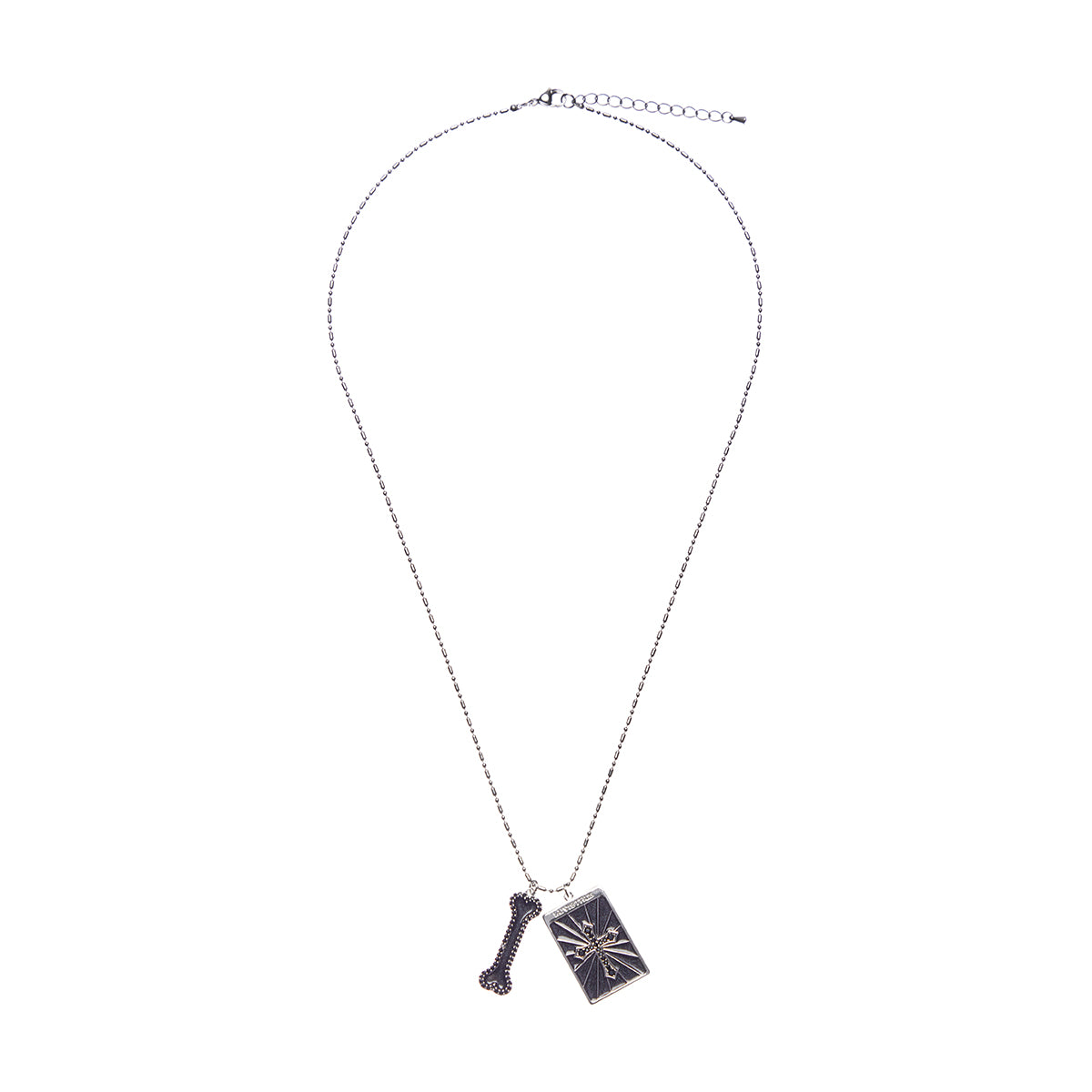 （韓国発送）EL GLITTER CROSS BONE NECKLACE (BLACK)