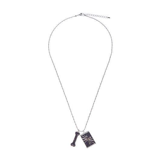 （韓国発送）EL GLITTER CROSS BONE NECKLACE (BLACK)