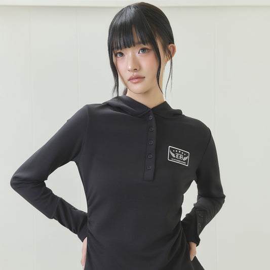 （韓国発送）EL PATCH HOOD T-SHIRT (BLACK)
