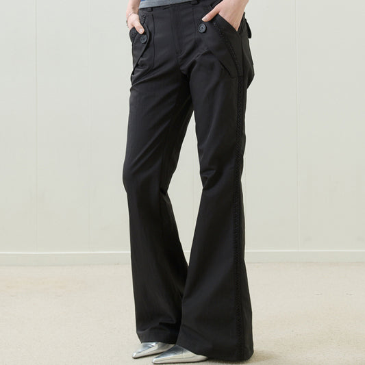 （韓国発送）EL RIBBON BOOTSCUT PANTS (BLACK)