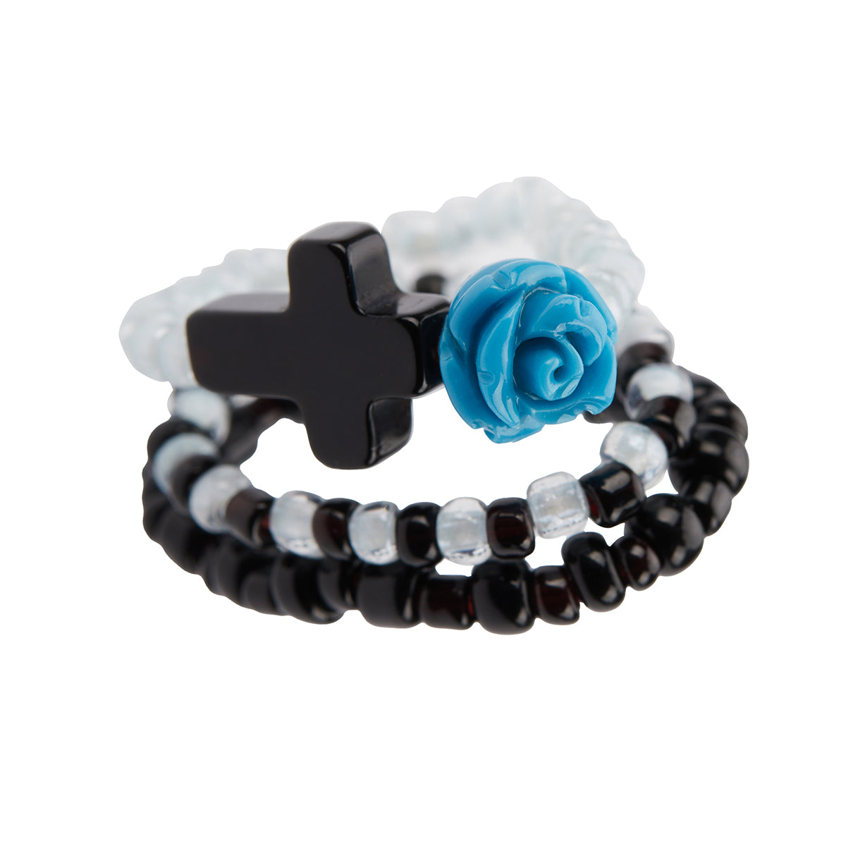 （韓国発送）EL CROSS ROSE LAYERED RING (BLUE)