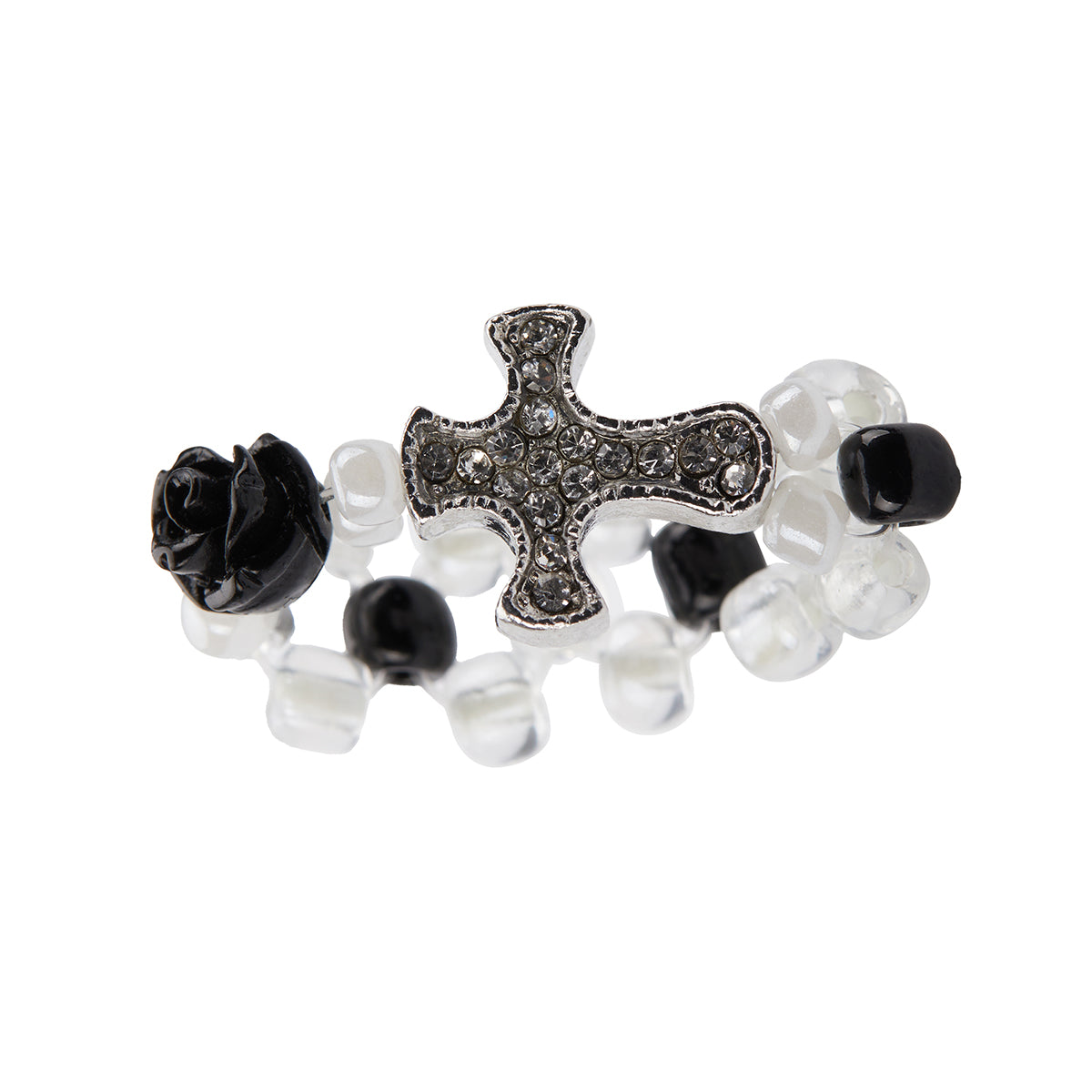 （韓国発送）EL CUBIC CROSS RING (BLACK)