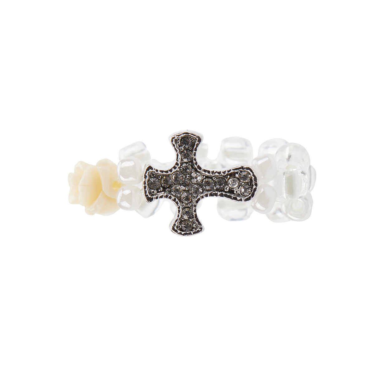 （韓国発送）EL CUBIC CROSS RING (IVORY)