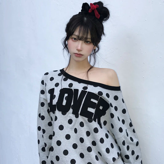 （韓国発送）EL DOT LOVER ONE-SHOULDER TEE (GRAY)