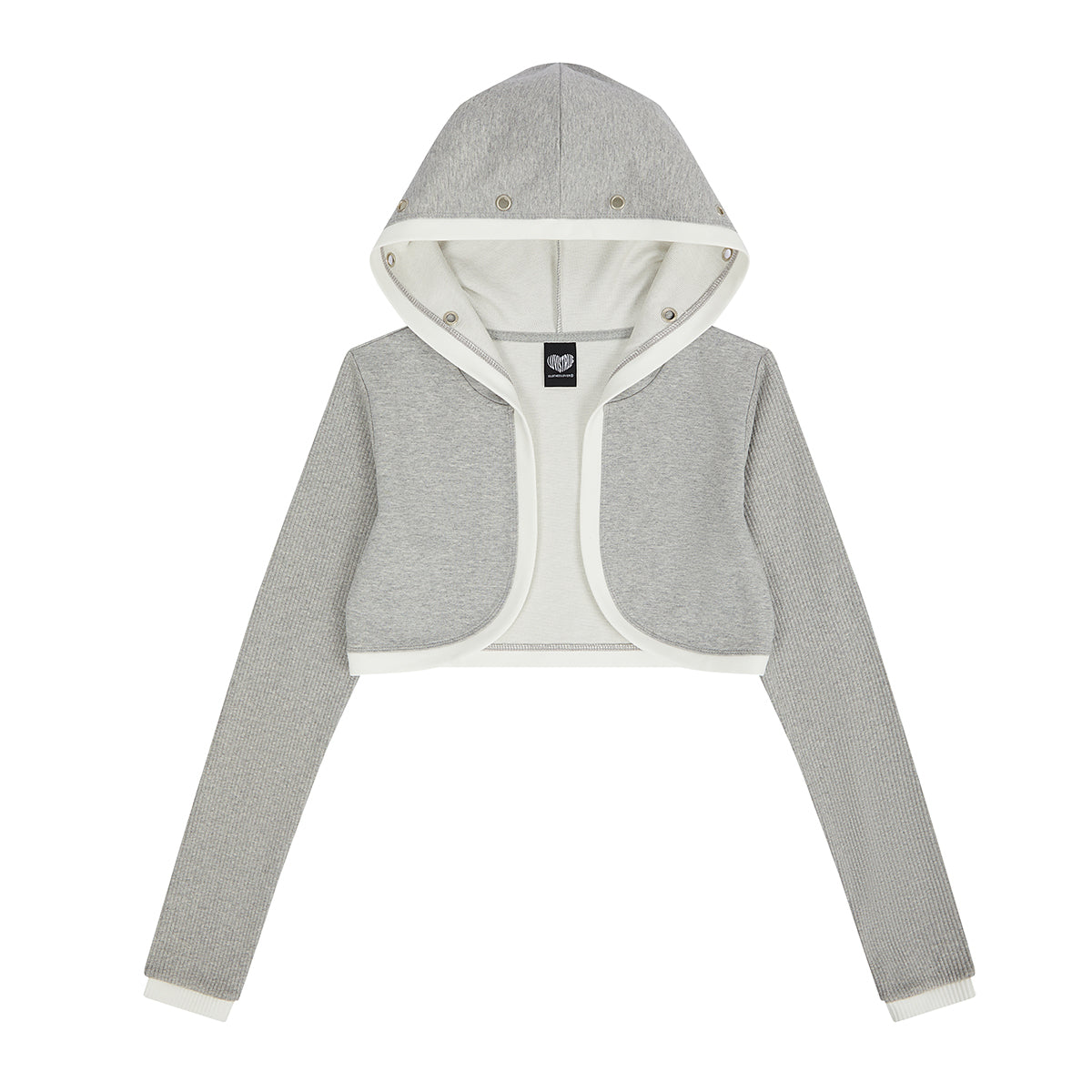 （韓国発送）EL EYELET HOOD BOLERO CARDIGAN (GRAY)