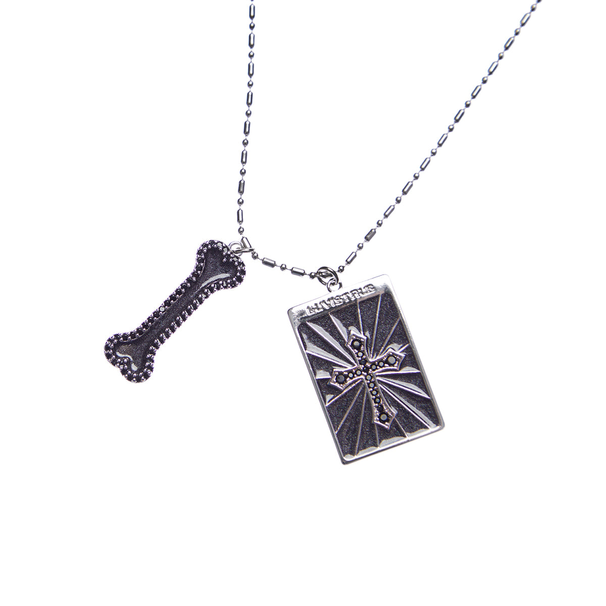 （韓国発送）EL GLITTER CROSS BONE NECKLACE (BLACK)