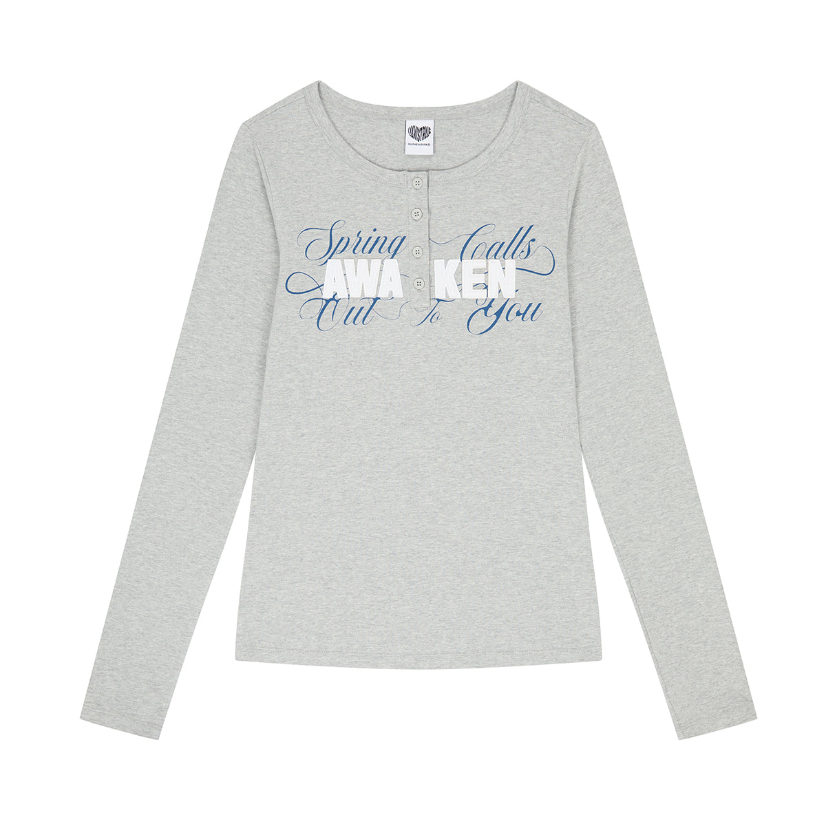 （韓国発送）EL HENLEY NECK SLEEVE TEE (GRAY)