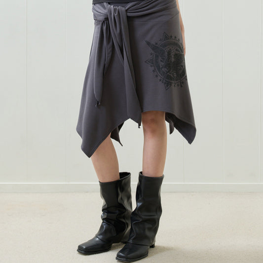 （韓国発送）EL HORSE WAISTBAND SKIRT (CHARCOAL)