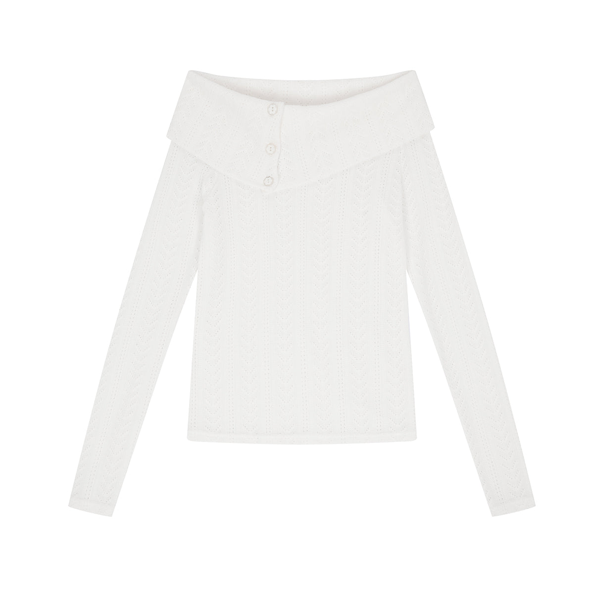 【aespa カリナ / KiiiKiii スイ着用】（韓国発送）EL OFF-SHOULDER KNIT (WHITE)