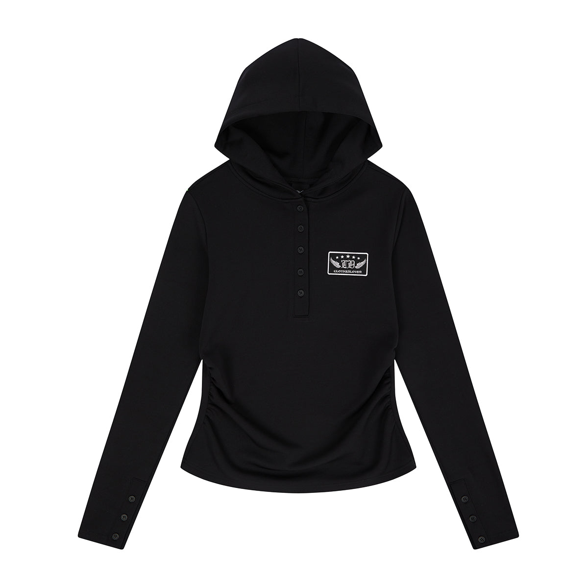 （韓国発送）EL PATCH HOOD T-SHIRT (BLACK)