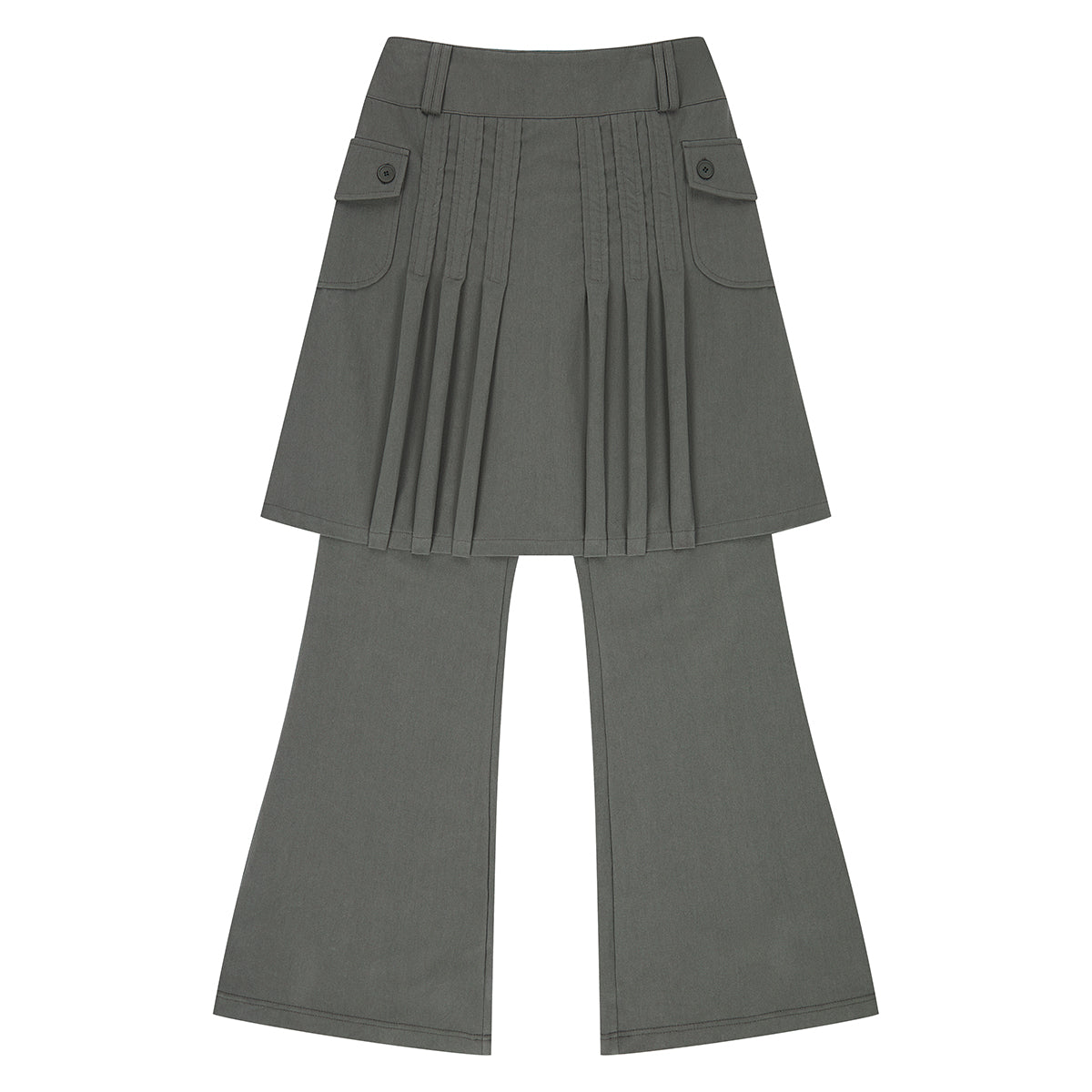 （韓国発送）EL PLEATED SHIRRING SKIRT PANTS (GRAY)