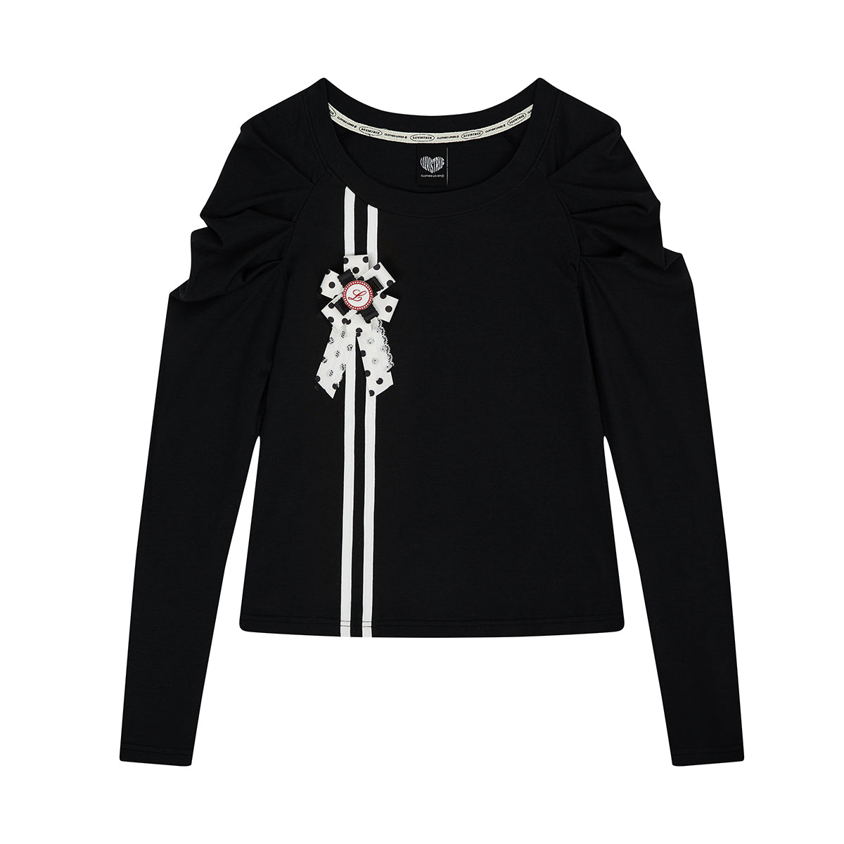 （韓国発送）EL ROSETTE SHIRRING TEE (BLACK)