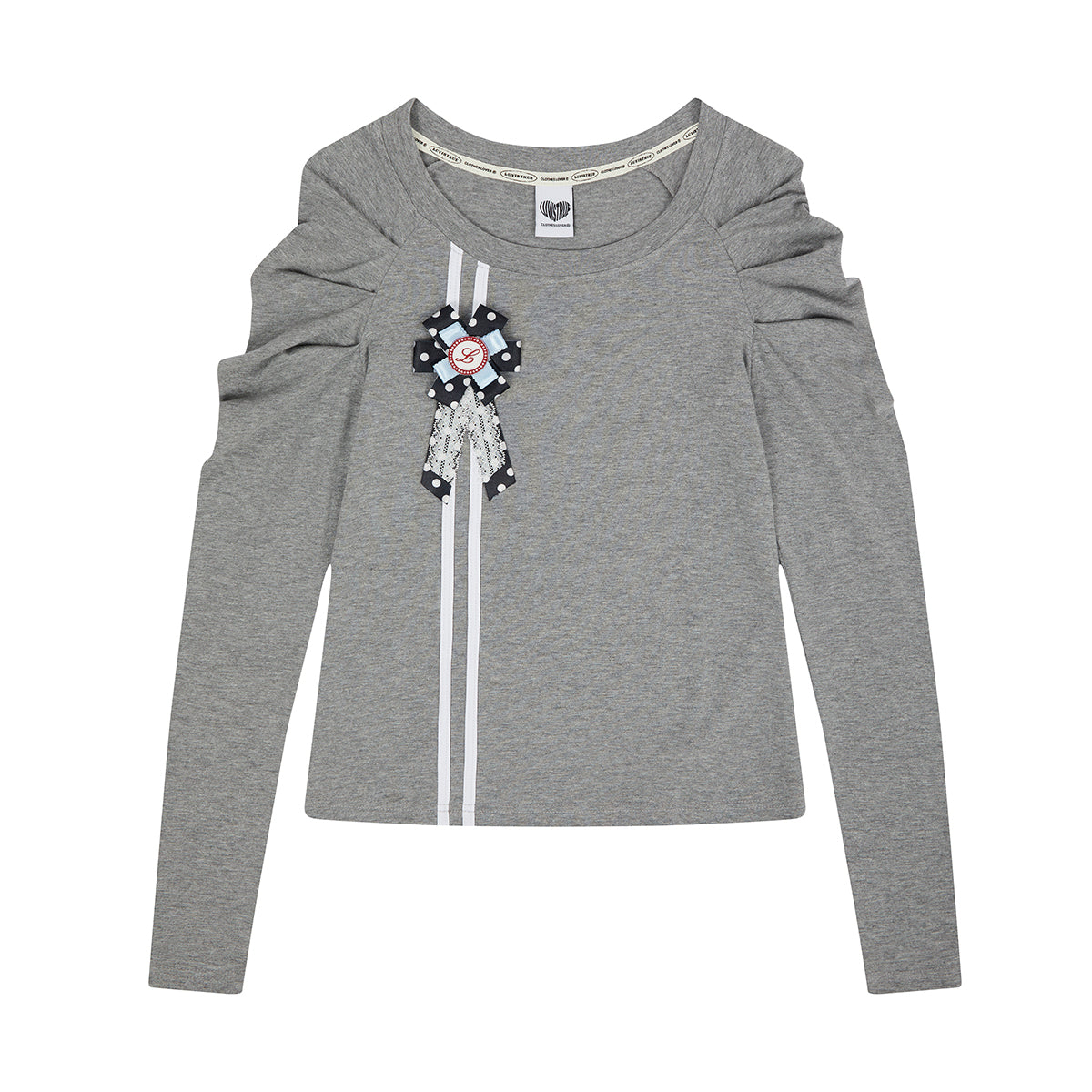 （韓国発送）EL ROSETTE SHIRRING TEE (GRAY)