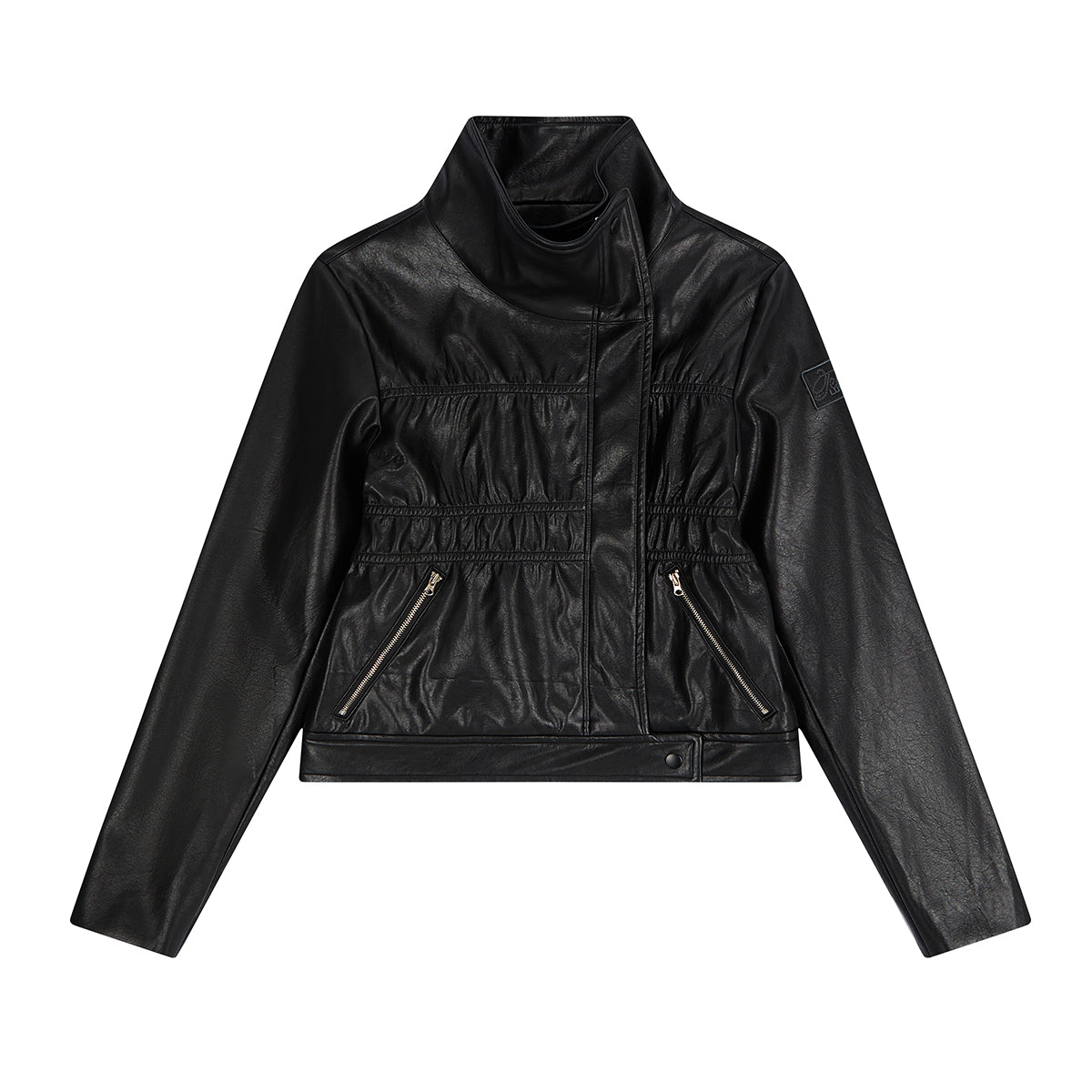 【女優 チェ・ヒジン着用】（韓国発送）EL SHIRRING LEATHER JACKET (BLACK)