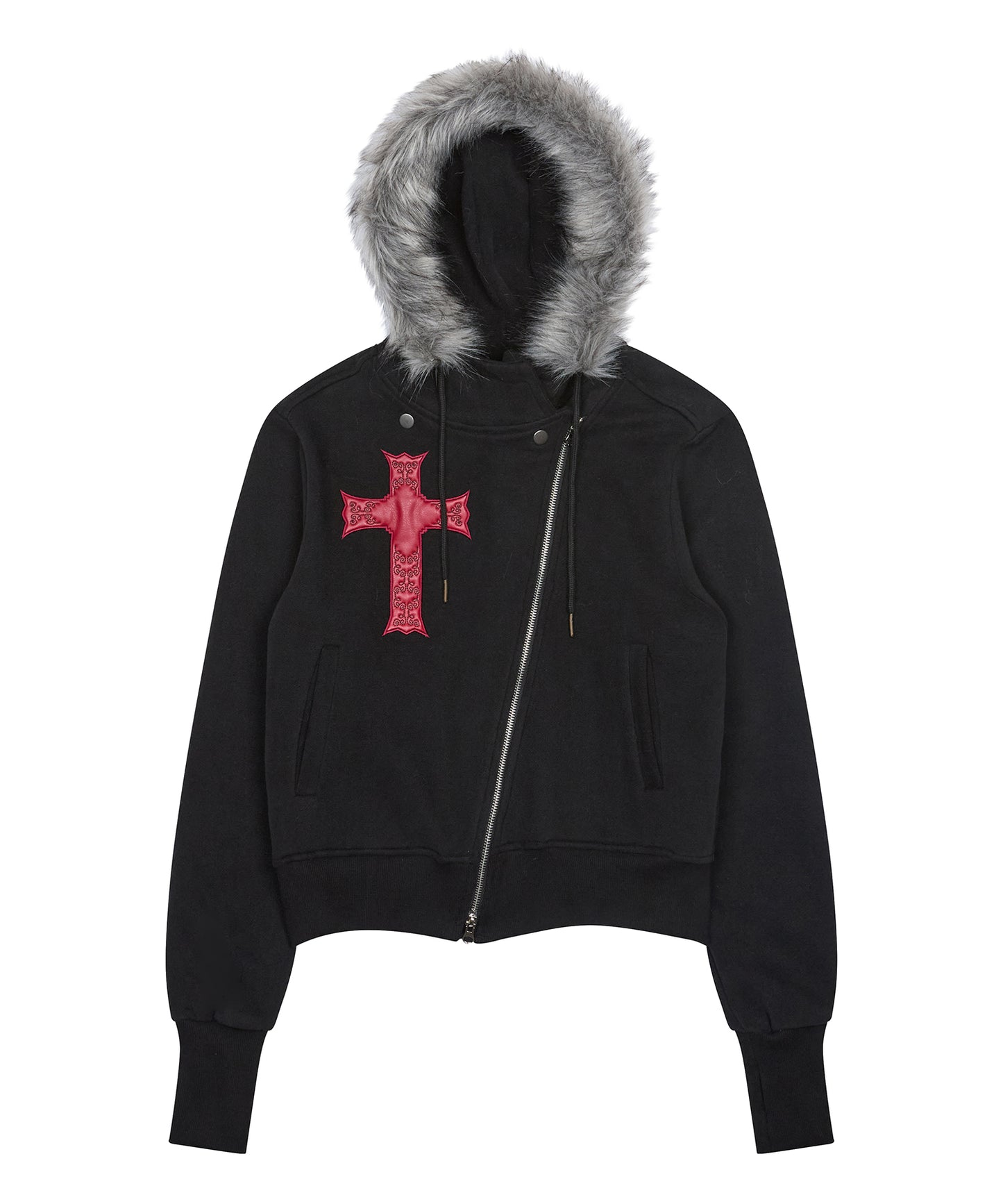 （韓国発送）GT FUR UNBALANCE HOOD ZIP UP (BLACK)