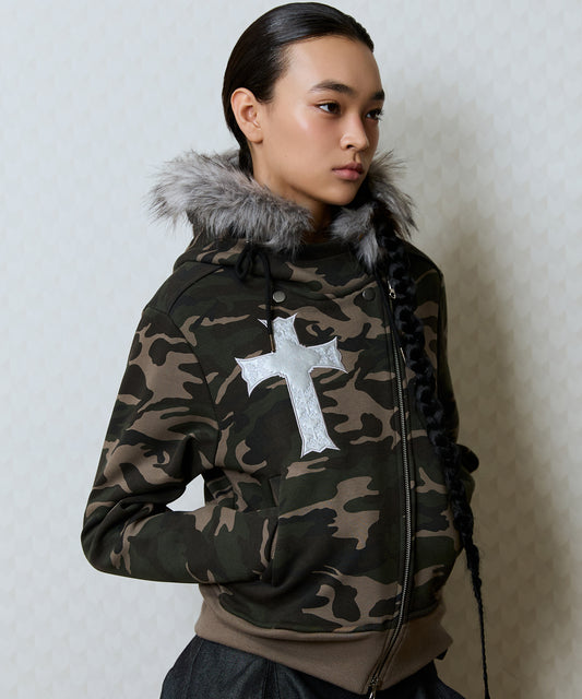 （韓国発送）GT FUR UNBALANCE HOOD ZIP UP (CAMO)