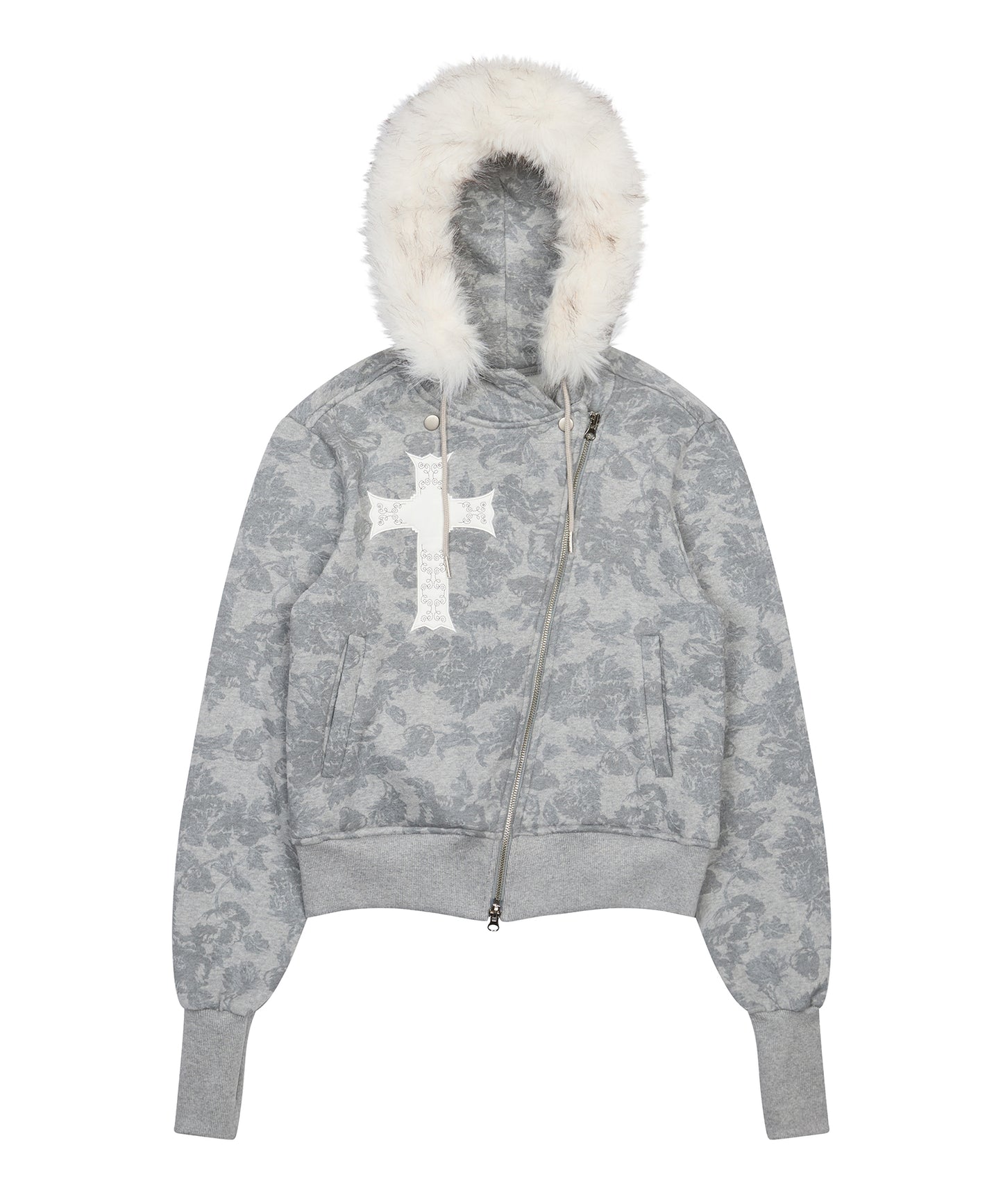 （韓国発送）GT FUR UNBALANCE HOOD ZIP UP (GRAY)