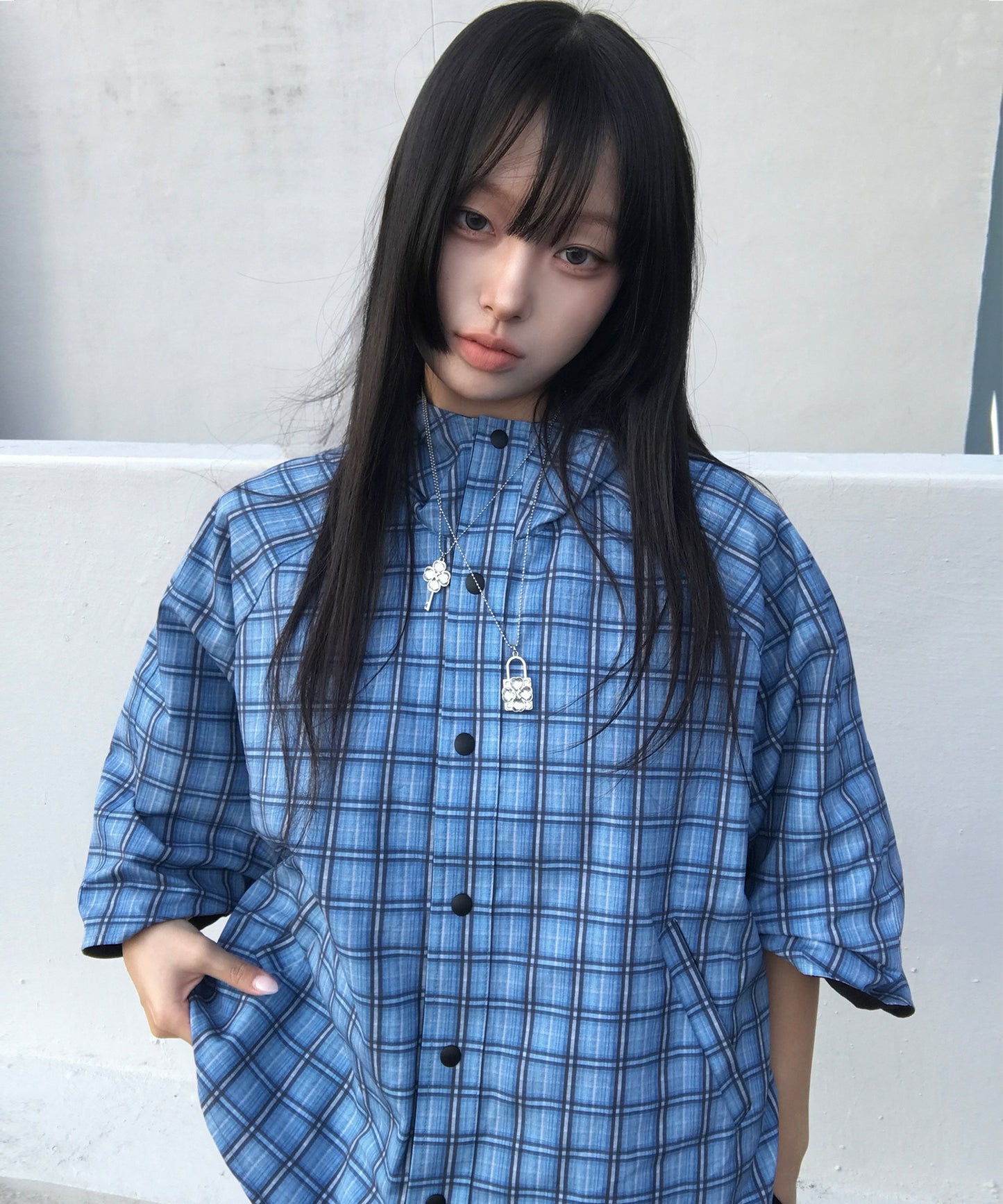（国内発送）SHUGO CHARA! CHECK CAPE BLUE