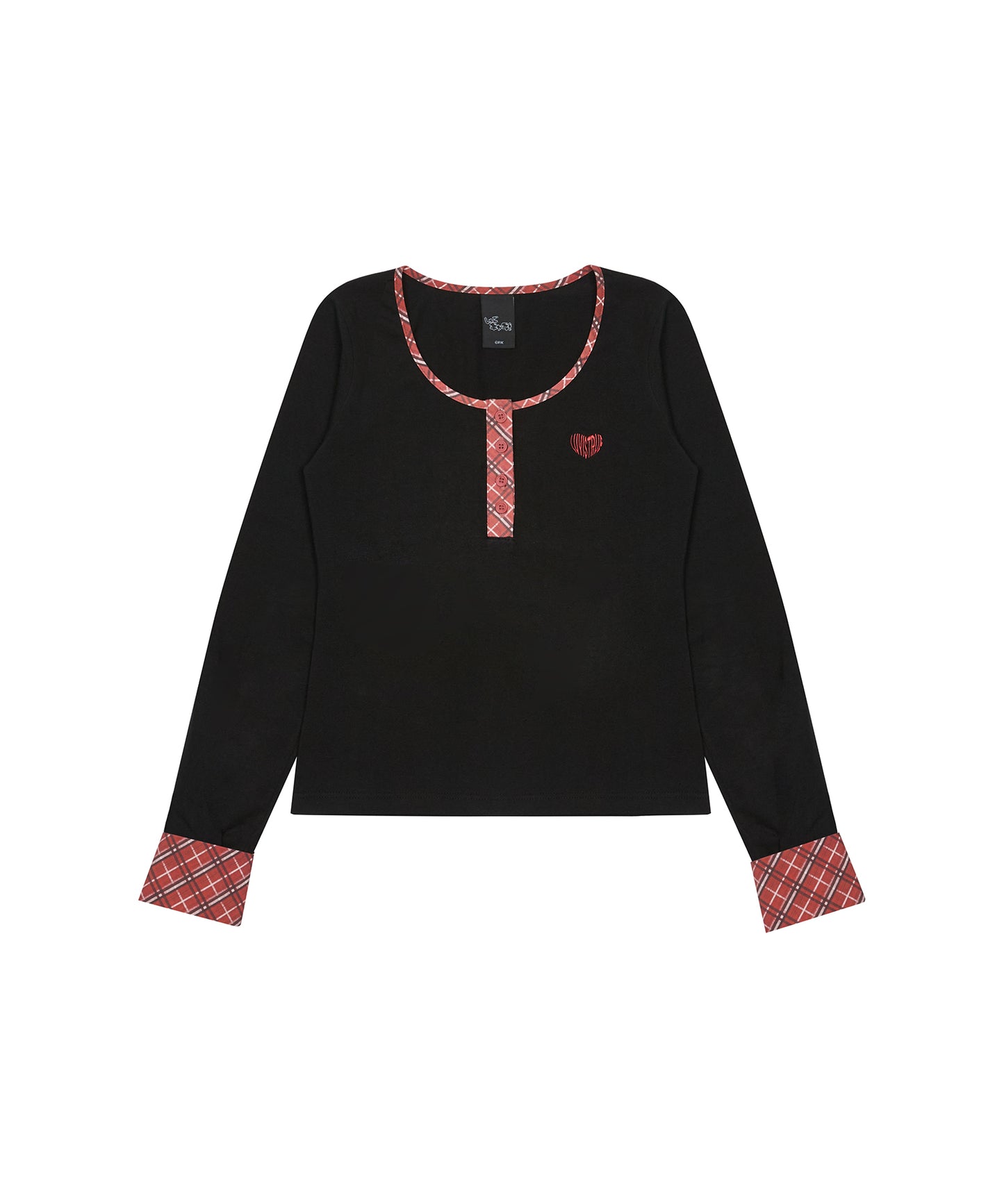 （韓国発送）SHUGO CHARA! CHECK SLEEVE TEE BLACK