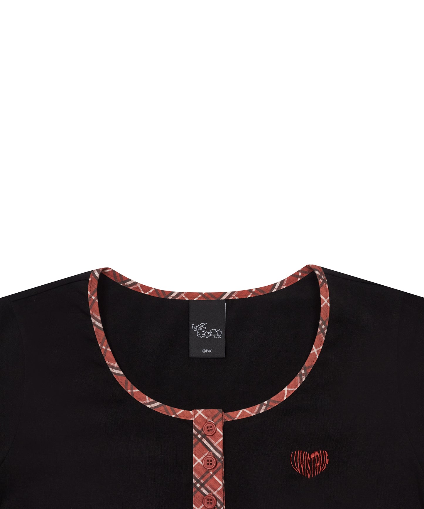 （韓国発送）SHUGO CHARA! CHECK SLEEVE TEE BLACK