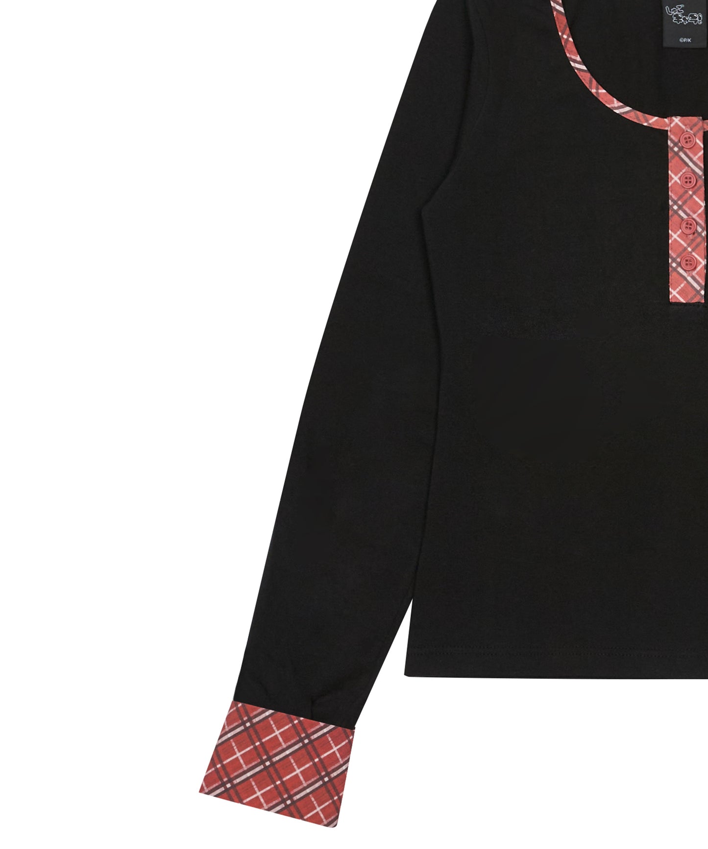 （韓国発送）SHUGO CHARA! CHECK SLEEVE TEE BLACK