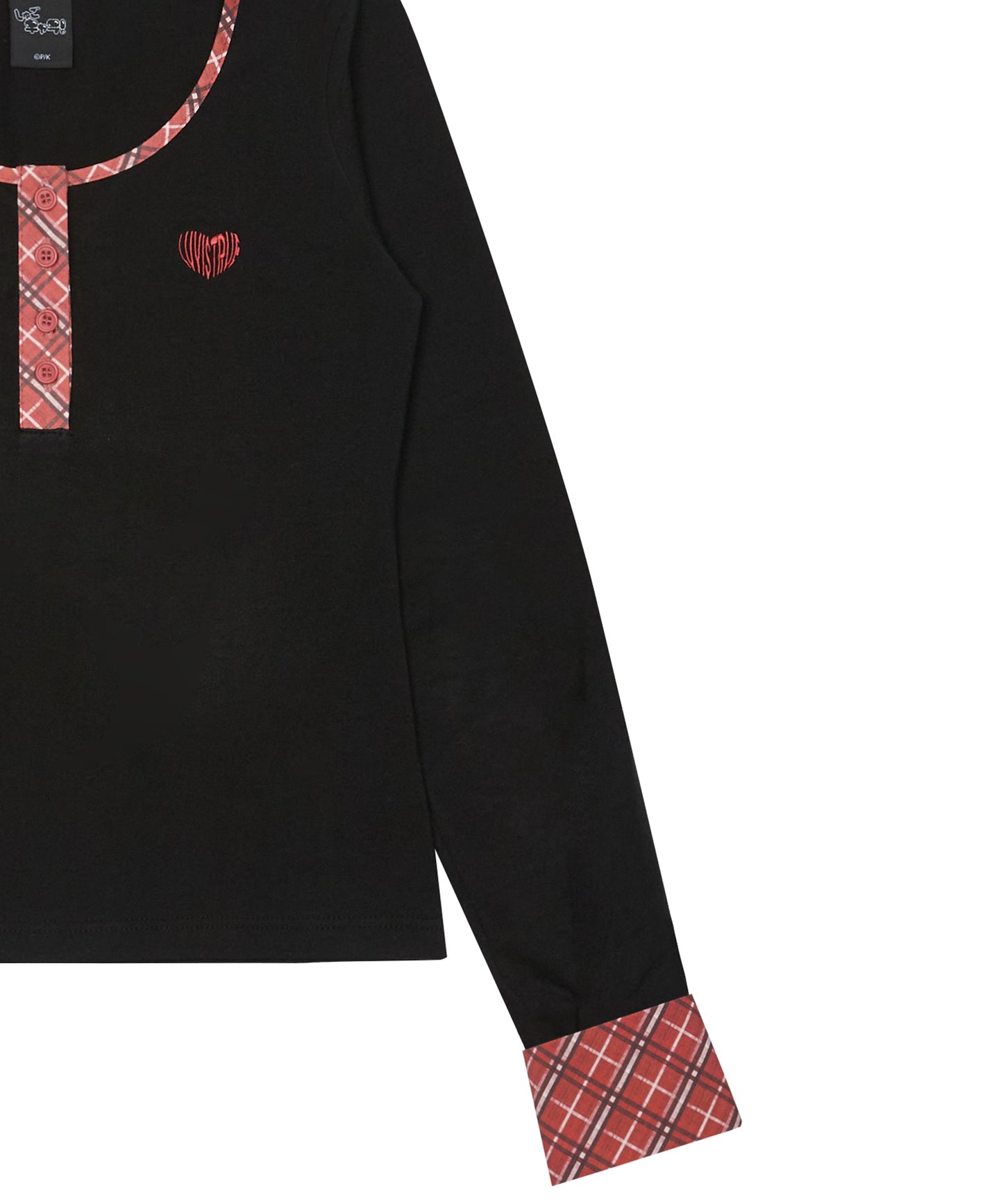 （韓国発送）SHUGO CHARA! CHECK SLEEVE TEE BLACK