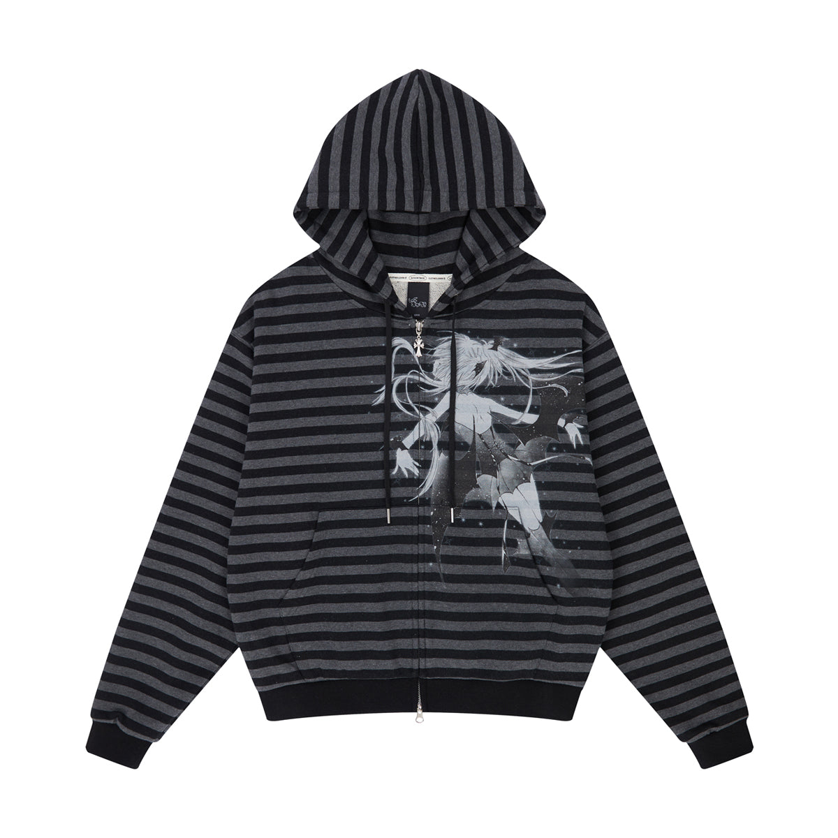 （韓国発送）SHUGO CHARA! STRIPE HOOD ZIPUP (BLACK)