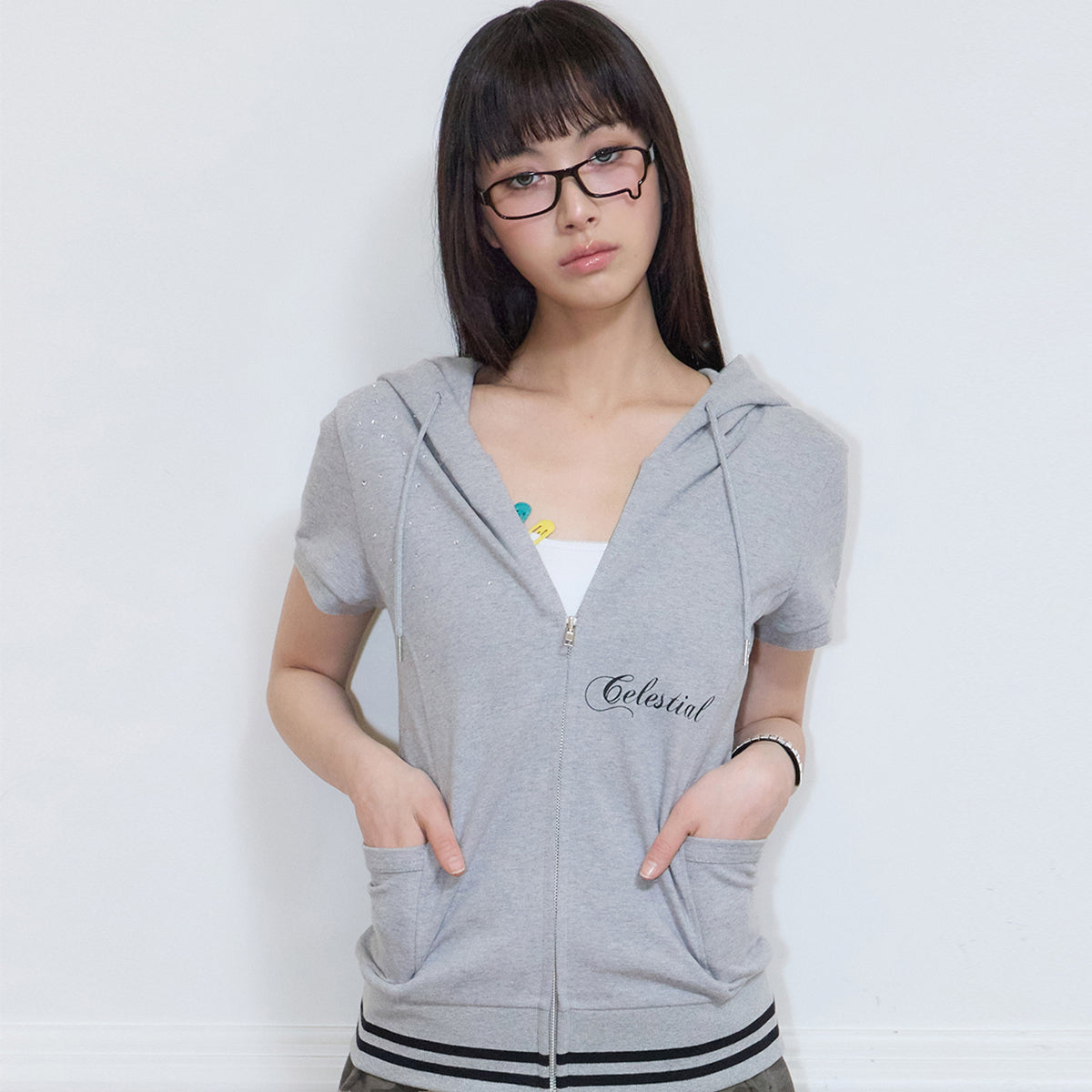 （韓国発送）SY ANGEL HOOD ZIP UP (GRAY)