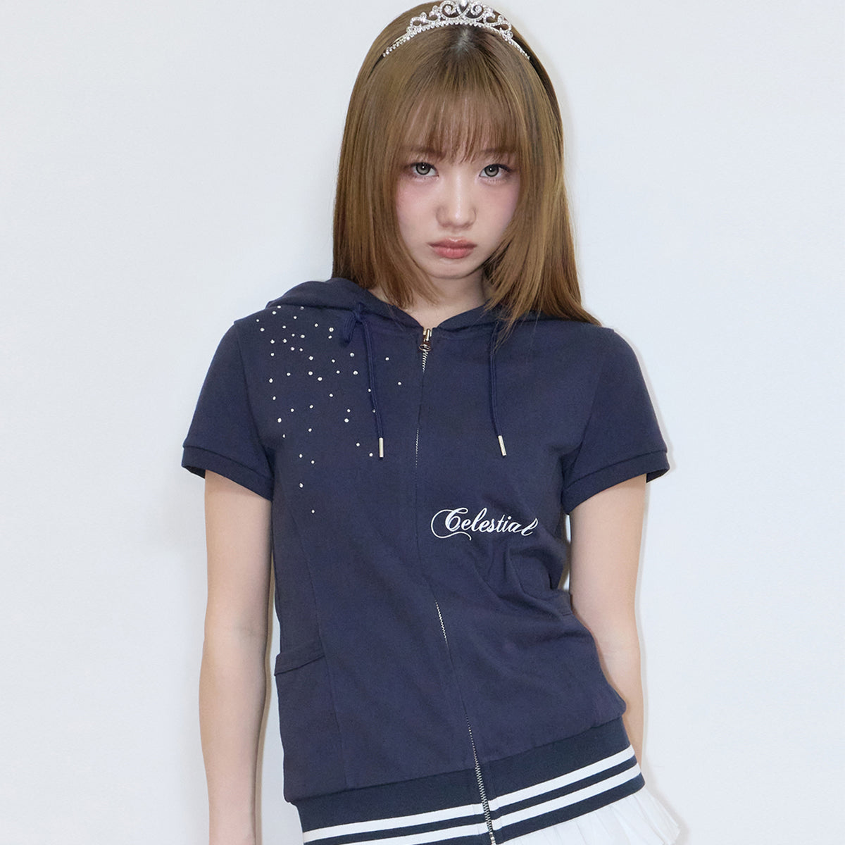 （韓国発送）SY ANGEL HOOD ZIP UP (NAVY)