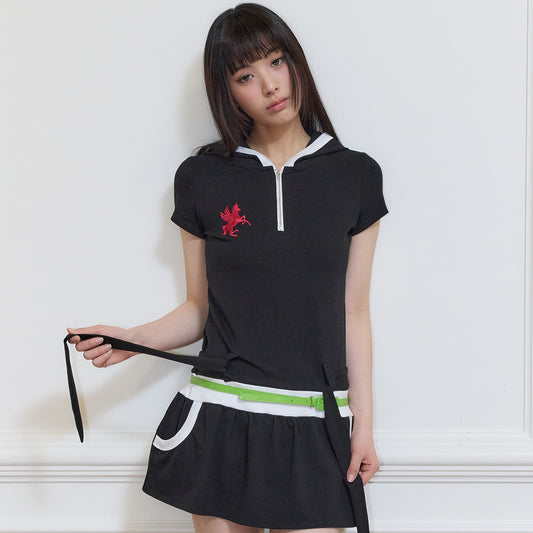 （韓国発送）SY BELT LAYERED DRESS (BLACK)
