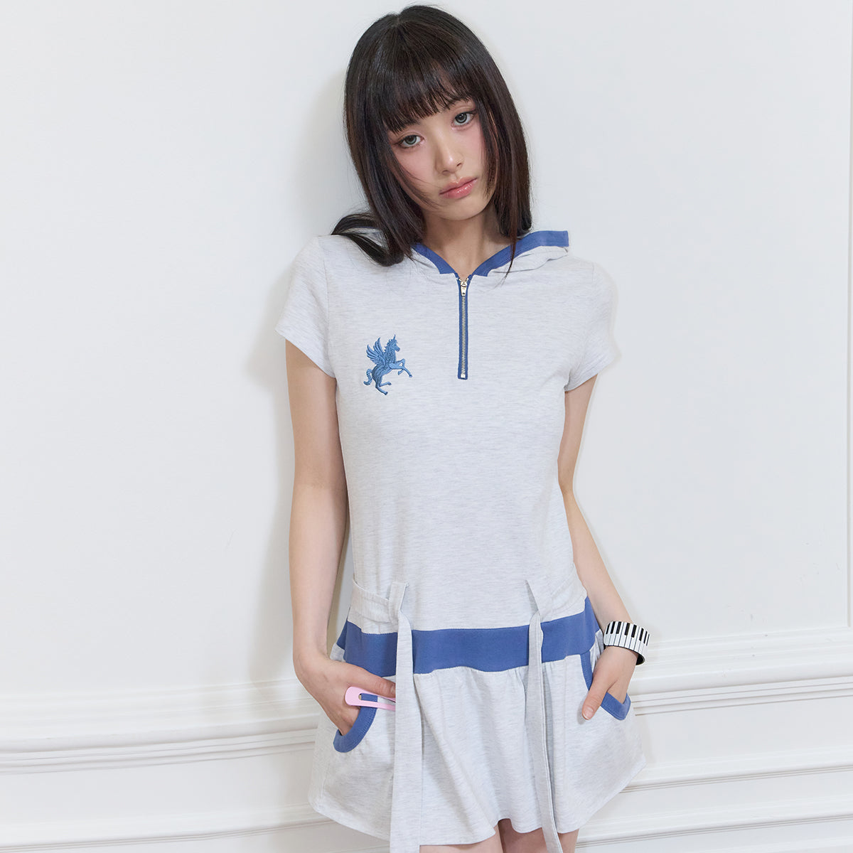 （韓国発送）SY BELT LAYERED DRESS (MELANGE)