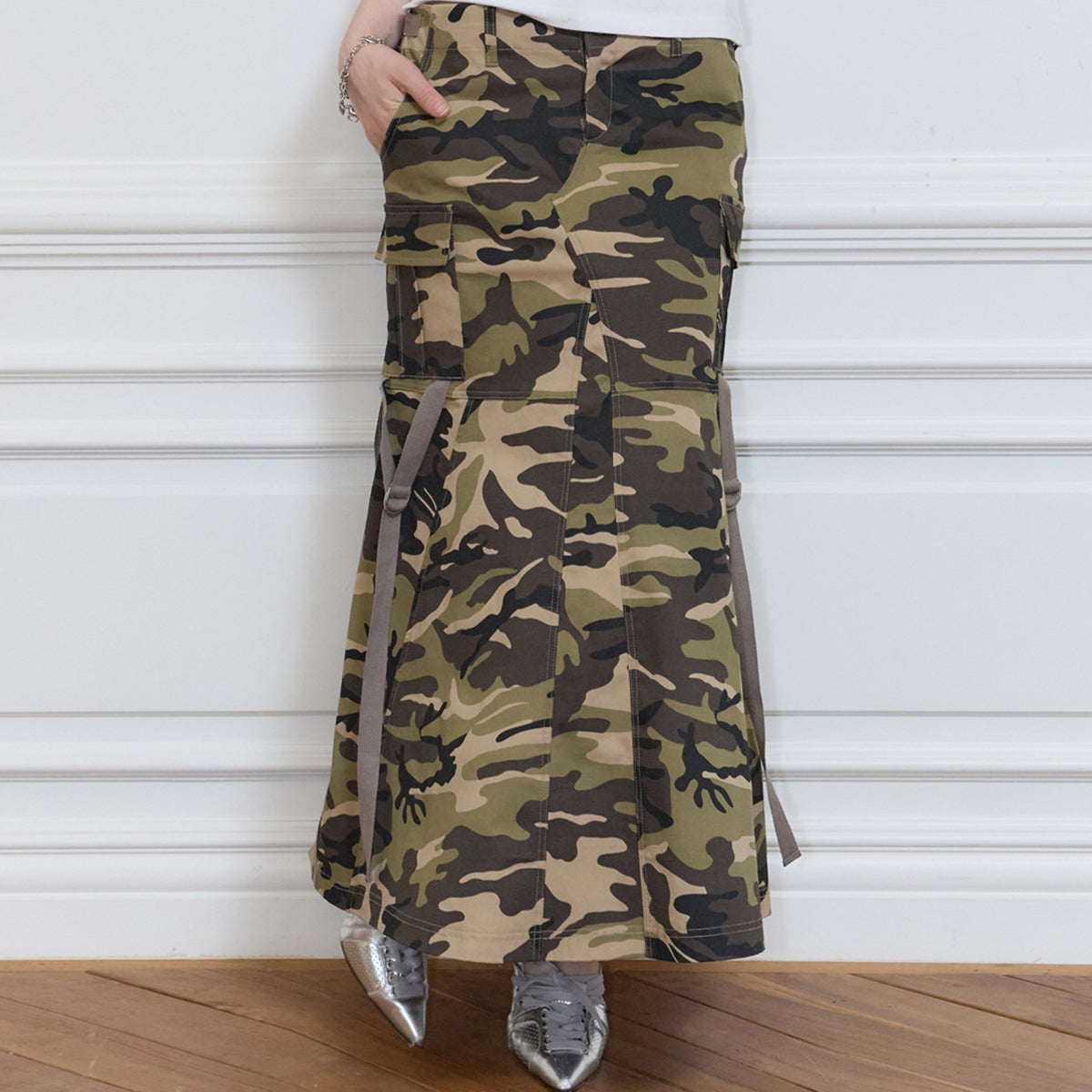 （韓国発送）SY CARGO LONG SKIRT (BEIGE)